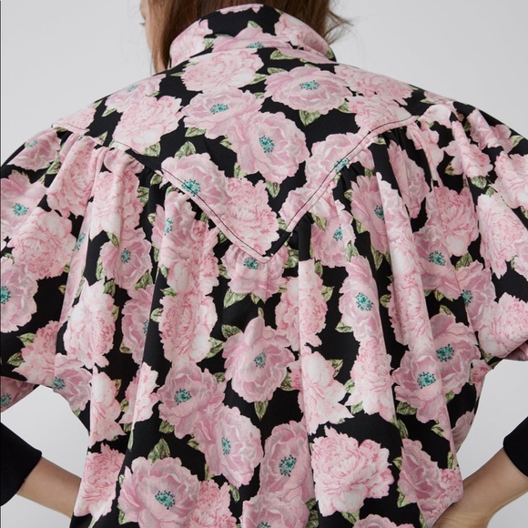 ZARA Floral Print Bomber Jacket - Picture 7 of 8